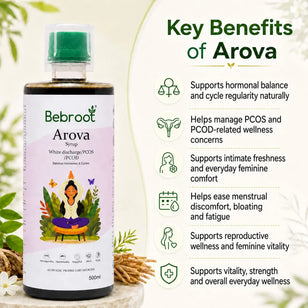Arova Ayurvedic Syrup Key Benefits that support Balances Hormones, Reduces White Discharge & Supports PCOS/PCOD Relief