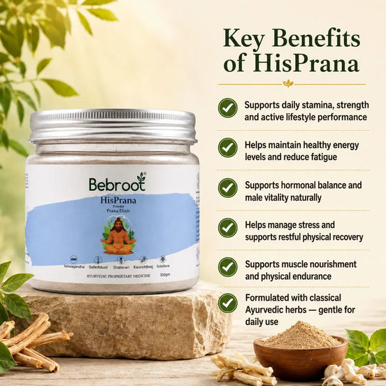 HisPrana Powder Key Benefits – Boosts Men's Stamina, Energy, Vitality & Performance Naturally with Ayurveda