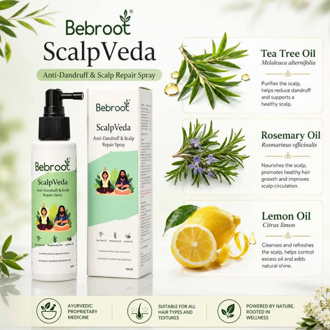 ScalpVeda Key Ingredients – Tea Tree Oil, Rosemary Oil & Lemon Oil for Anti-Dandruff & Scalp Repair